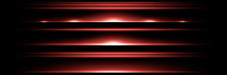 Red horizontal highlights. Laser beams, horizontal beams of light. Beautiful light flashes. Glowing stripes on a dark background.のイラスト素材