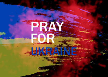 Pray for Ukraine, Ukraine flag praying concept vector illustration. Pray For Ukraine peace. Save Ukraine from russia.のイラスト素材