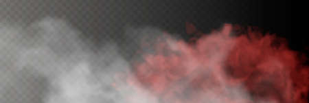 Fog or smoke isolated transparent special effect. White vector cloudiness, mist or smog background. Vector illustrationのイラスト素材