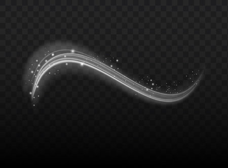 Golden glowing shiny lines effect vector background. Luminous white lines of speed. Light glowing effect. Abstract motion lines. Light trail wave, fire path trace line, car lightsのイラスト素材