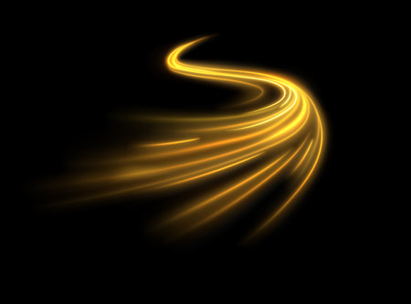 Blue glowing shiny lines effect vector background. Luminous white lines of speed. Light glowing effect. Light trail waveのイラスト素材