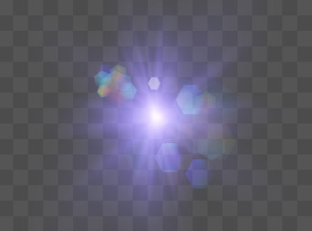 Vector transparent sunlight special lens flash light sun lens flash. Vector blur in the light of radiance. Element of decor.のイラスト素材