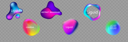 Gradient neon color sphere. Round holographic gradients. Glowing bright liquid gradient shape. Curved line for banner and flyer, social media.のイラスト素材