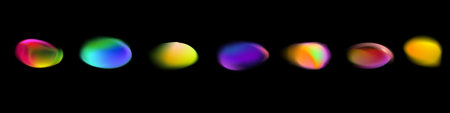 Color gradient circles, abstract neon light shape with color gradation on vector black background....