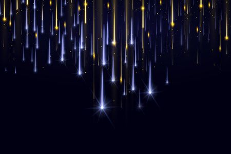 Christmas glowing light and glitter overlay texture for your design. Holiday sparkling gold dust. Holiday line for cards, invitations, bannersのイラスト素材