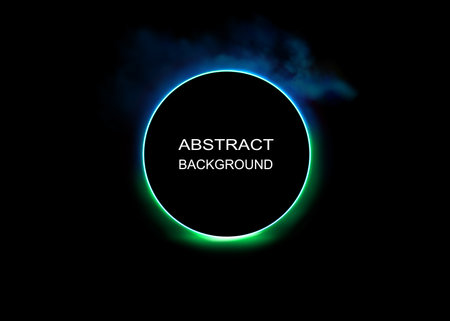 Neon gradient frames, set of glowing round futuristic design elements. Bright geometric shapes, modern sign collection. Bright circle. Light effect of curved lineのイラスト素材