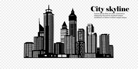 The silhouette of the city in a flat style. Modern urban landscape.のイラスト素材