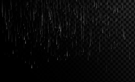 Rain transparent template background. Falling water drops texture. Nature rainfall on checkered background. EPS 10 vector file includedのイラスト素材
