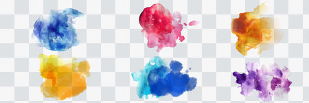 Colorful watercolor brush strokes vector. set of paint splatter illustration.のイラスト素材