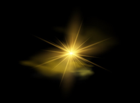 Abstract gold star on black background. Vector illustration for your design.のイラスト素材