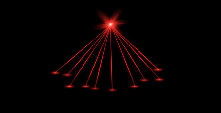 Abstract red laser beam. Transparent isolated on black background.のイラスト素材