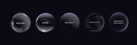 Abstract circle shapes with gradient isolated on black background. Vector set. Fluid vivid gradients...
