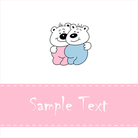 Greeting card with smiling baby bears, vector illustrationのイラスト素材