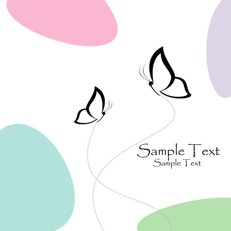 Greeting card with butterflies, vector illustrationのイラスト素材