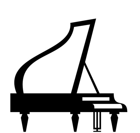 Grand piano silhouette isolated on white backgroundのイラスト素材