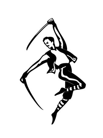 Sabre dancer isolated on white background, illustrationのイラスト素材