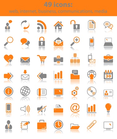 Set of 49 web, business, media and communication iconsのイラスト素材