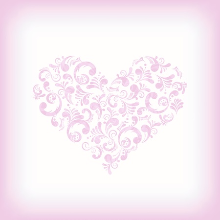Abstract floral heart shape, illustration  Loveのイラスト素材