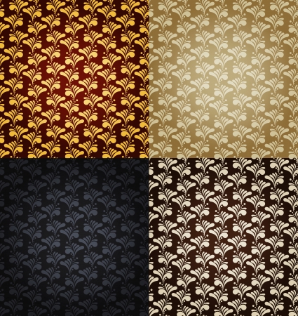 Set of elegance seamless floral backgrounds of various colorのイラスト素材
