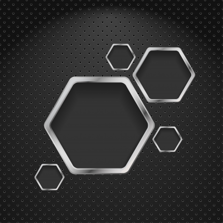 Abstract metal background with hexagons design templateのイラスト素材