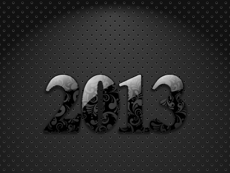 New year 2013, metallic textured background with floral ornate digitsのイラスト素材