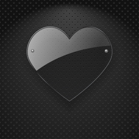 Vector glass heart over metal backgroundのイラスト素材