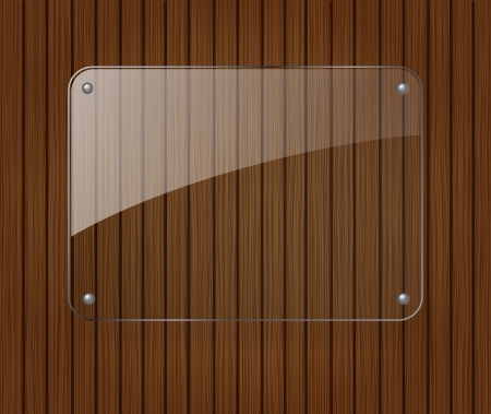 Glass banner on wooden backgroundのイラスト素材