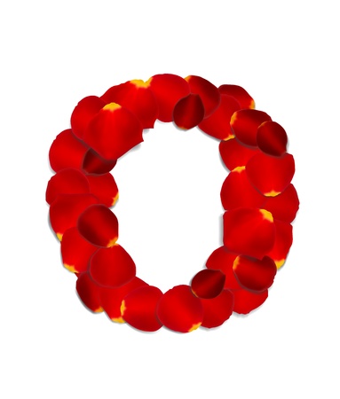 Number 0 made from red rose petalsのイラスト素材