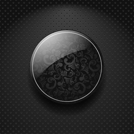 Abstract glossy banner with floral ornament over metallic textured backgroundのイラスト素材