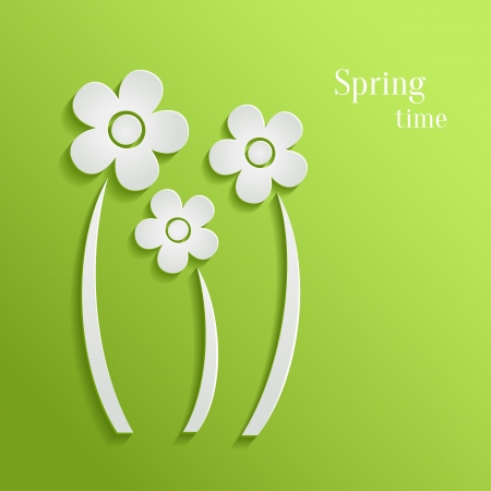 Spring flowers on green backgroundのイラスト素材