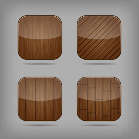 Vector glossy wooden app buttons setのイラスト素材