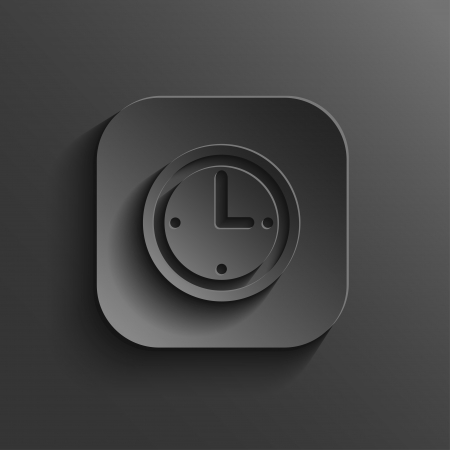 Clock icon - vector black app button with shadowのイラスト素材