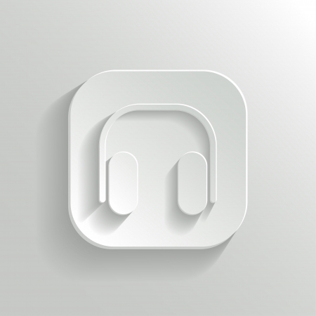 Headphones icon - vector white app button with shadowのイラスト素材