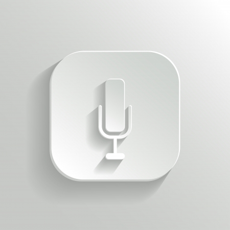 Microphone icon - vector white app button with shadowのイラスト素材