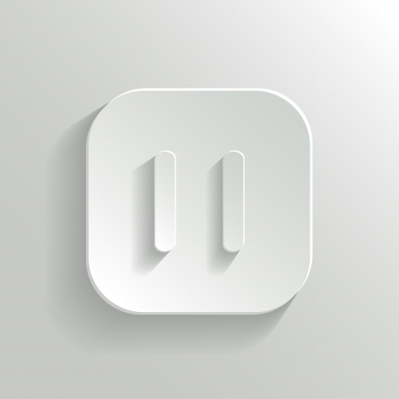Pause icon - media player icon - vector white app button with shadowのイラスト素材