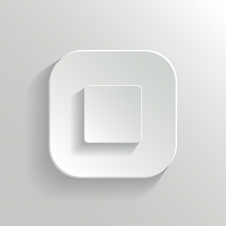 Stop - media player icon - vector white app button with shadowのイラスト素材