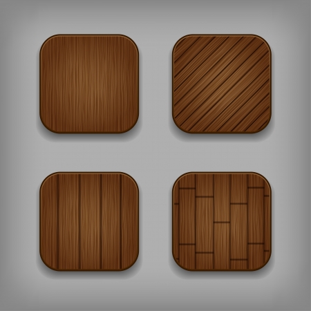 Vector glossy wooden app buttons setのイラスト素材