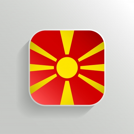 Vector Button - Macedonia Flag Icon on White Backgroundのイラスト素材