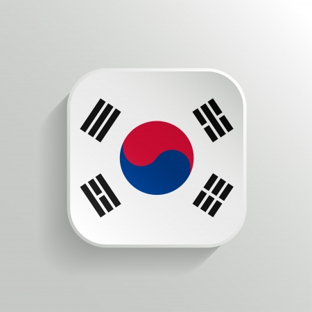 Vector Button - South Korea Flag Icon on White Backgroundのイラスト素材