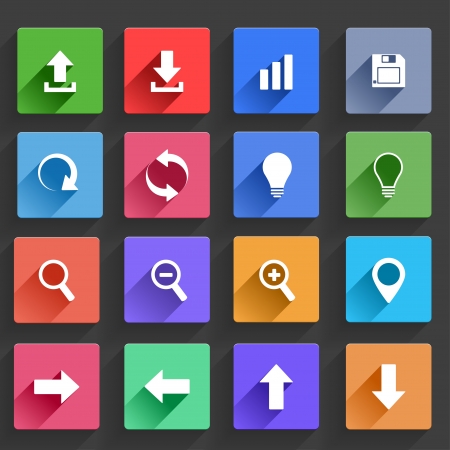 Vector Application  Web Navigation Icons Set in Flat Design with Long Shadowsのイラスト素材