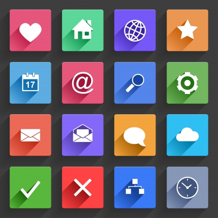 Vector Application  Web Icons Set in Flat Design with Long Shadowsのイラスト素材