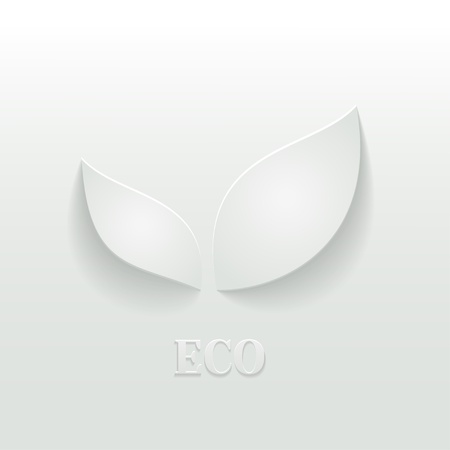 White eco friendly background - abstract paper leavesのイラスト素材