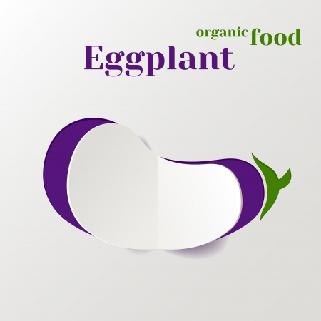 Abstract Vector Background with Paper Eggplant, Concept Organic Foodのイラスト素材
