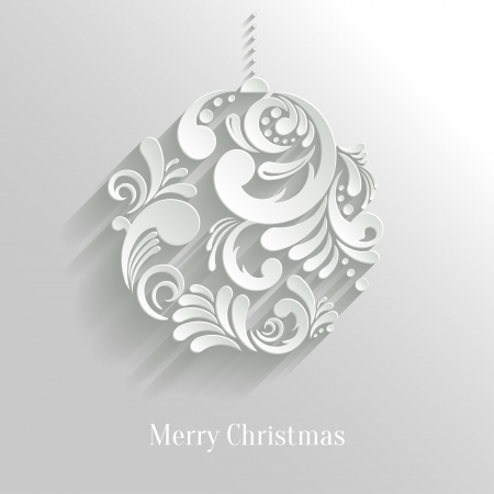Abstract White Floral Christmas Ball, creative vector illustrationのイラスト素材