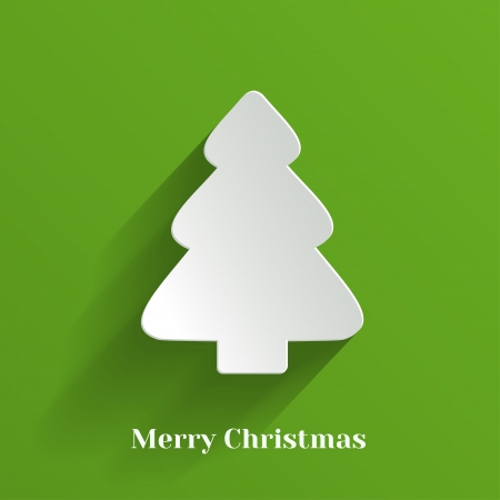 Creative White Christmas Tree on Green Background  Vector Illustration のイラスト素材