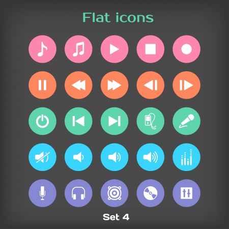 Vector Round Music Flat Icon Set  のイラスト素材