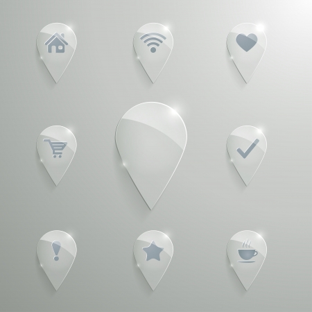 Vector set of transparent glossy map pinsのイラスト素材