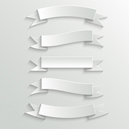 White Vector Paper Banners and Ribbons with Shadowのイラスト素材