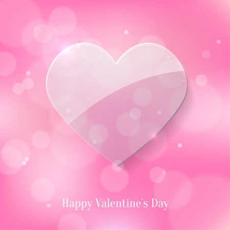 Glass Heart on Pink Bokeh Background  Valentines Day Cardのイラスト素材