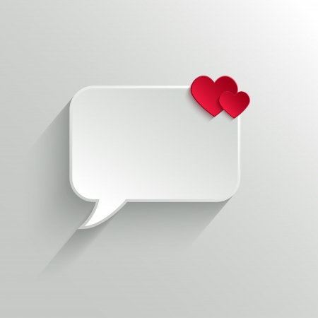 White Paper Speech Bubble With Red Hearts. Valentine's day Backgroundのイラスト素材